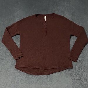 RVCA Henley Sweater Womens Long Sleeve Burgundy Marled Knit Preppy Casual